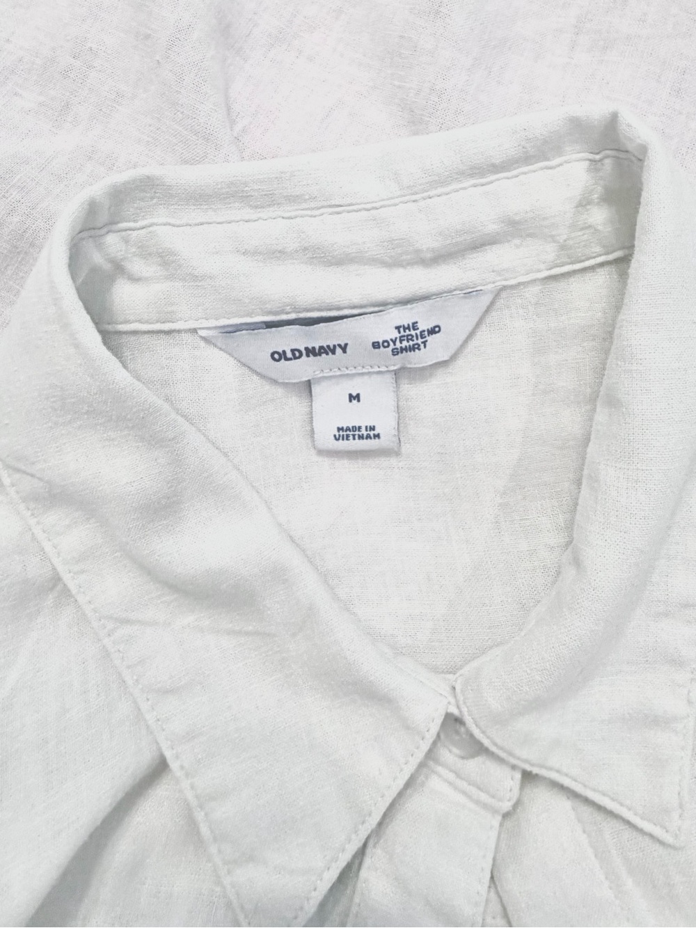 Old Navy White Button-Down Linen Blend Shirt Sz M - Picture 3 of 3